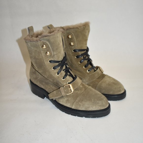 ALLSAINTS Donita Suede Combat Boot with Genuine Shearling Trim 41 EU 11 US - Picture 2 of 8